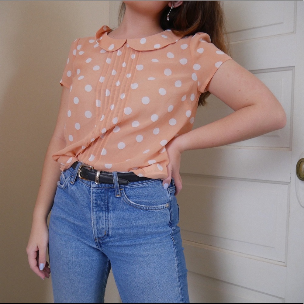Polka Dot Collared Blouse